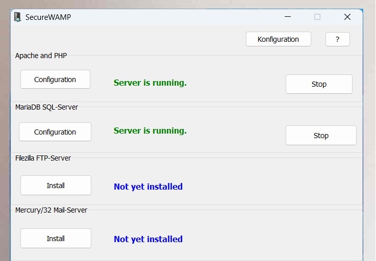 SecureWAMP server screenshot